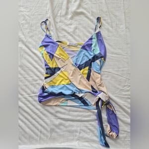 Abbeline Purple & Yellow Geometric Wrap Cami